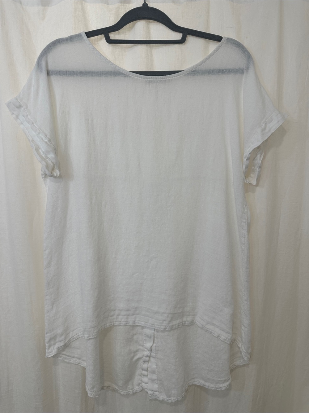 Casual Linen White Short Sleeve Tunic Top